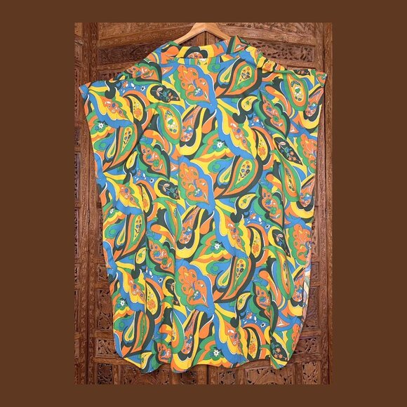 Vintage 60s 70s Psychedelic Caftan Flower Power, MD/LG. - Picture 2 of 7